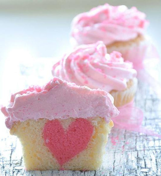 Heart filled cupcakes